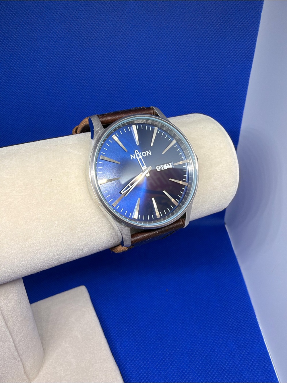 On Running Brown Leather Strap Smartwatch with Silver Back Case